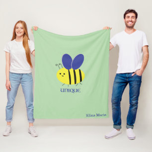 Biene Einzigartig grün/lila Fleecedecke