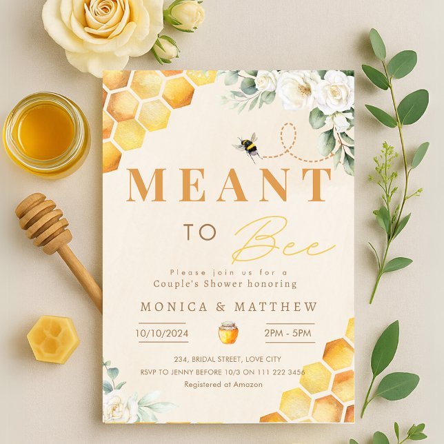 Biene für Bienenkaare Duschkabine Bridal Einladung (Bee Meant to Bee Couples Shower Coed Bridal Invitation)