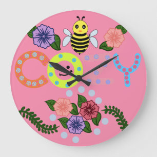Biene Gemütlich Süße Florale Bienen Wortspiel Cott Große Wanduhr