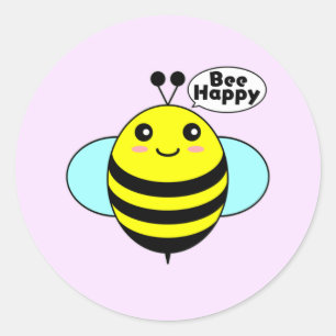 Biene Happy 2 Runder Aufkleber