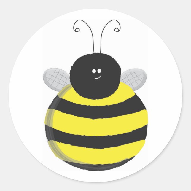 Biene Happy Chubby niedliche Biene Runder Aufkleber (Vorderseite)