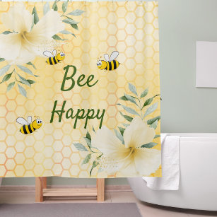 Biene Happy Hummeln Gelbe Honigwabe niedlich süß Duschvorhang