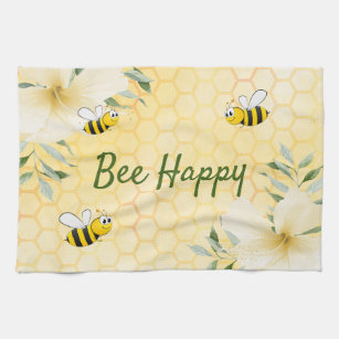 Biene Happy Hummeln Gelbe Honigwabe Sommer Geschirrtuch
