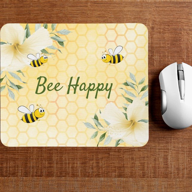 Biene Happy Hummeln Gelbe Honigwabe Sommer Mousepad (Von Creator hochgeladen)