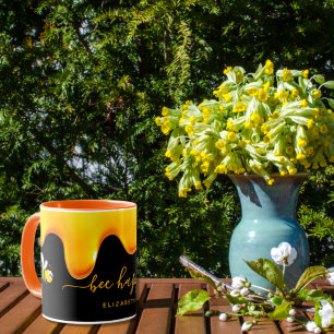 Biene Happy niedlich gelbe Bienen tropfen Honig sc Tasse