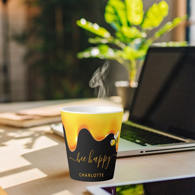 Biene Happy niedliche Hummeln tropfen Honig Milchtasse (Von Creator hochgeladen)