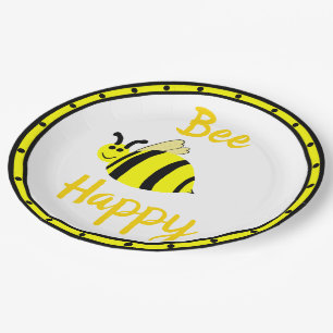 Biene Happy Yellow Bumble Bee Pappteller