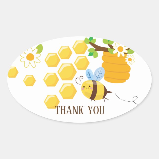 Biene, Honigbiene, Honigwabe, Hummelsticker Ovaler Aufkleber (Vorderseite)