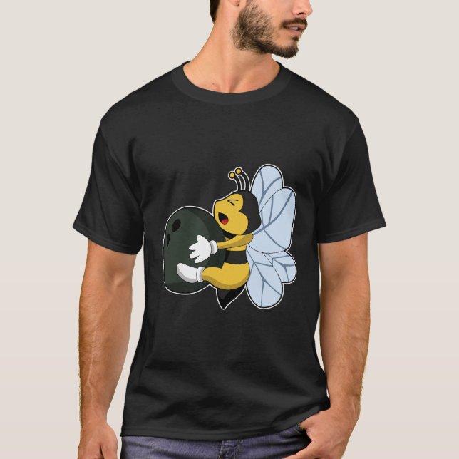 Biene im Bowling mit Bowlingball T-Shirt (Vorderseite)
