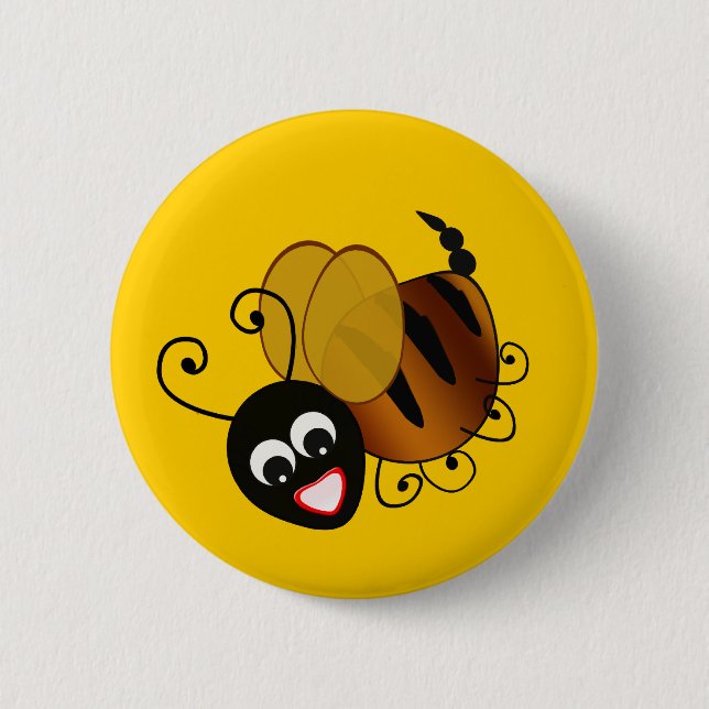Biene im Schwarzen Button (Vorderseite)