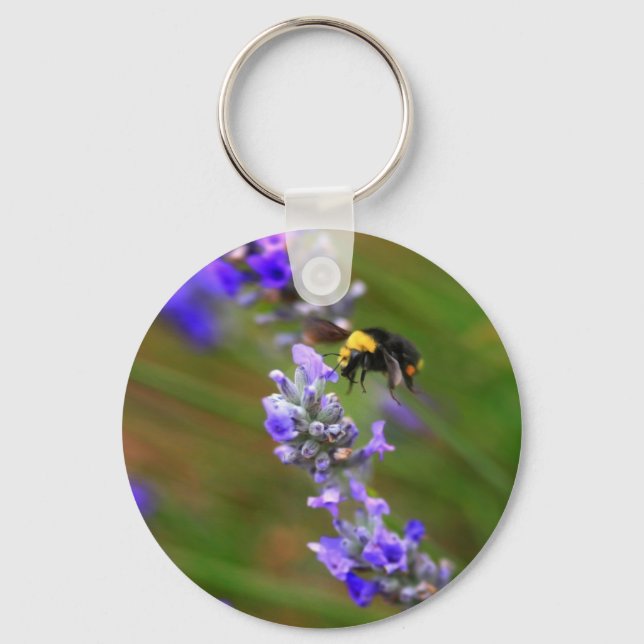 Biene in Lavender Schlüsselanhänger (Vorderseite)