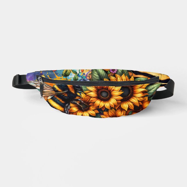 Biene in Sonnenblumen Bauchtasche (Vorderseite)