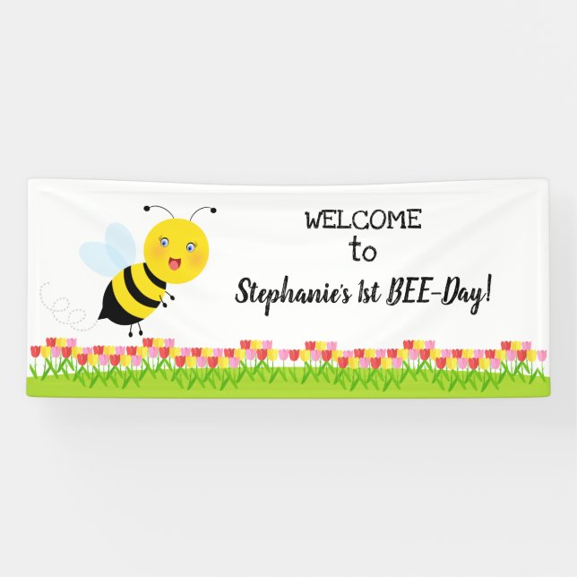 Biene in Tulip Garden Banner (Horizontal)