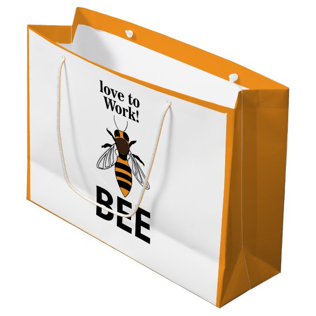 Biene Liebe zu arbeiten Große Geschenktüte (Vorderseite Schrägansicht)