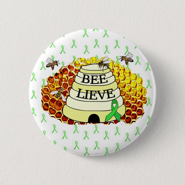 Biene - Lyme-Krankheit Aufklärung Honigbiene Button (Vorderseite)