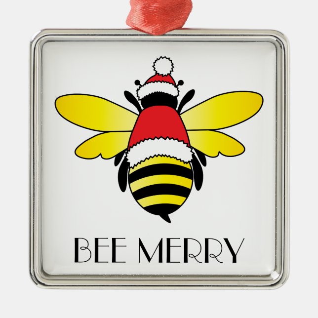 Biene Merry Holiday Ornament Aus Metall (Vorne)
