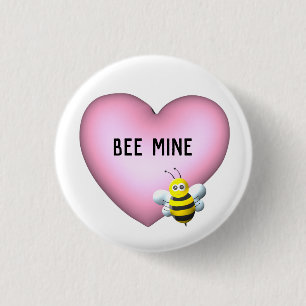 Biene Mine Fuzzy Bumblebee mit Pink Puffy Heart Button