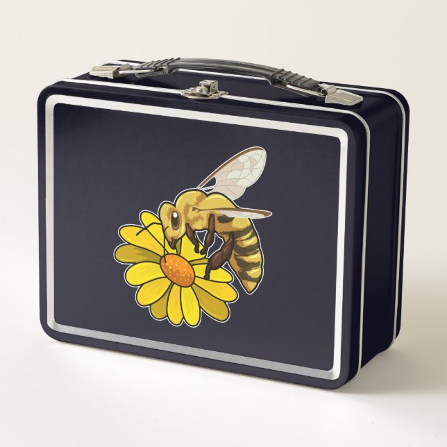 Biene mit Blossom Metall Brotdose (Vorderseite)