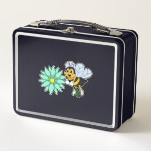 Biene mit Blume.PNG Metall Brotdose
