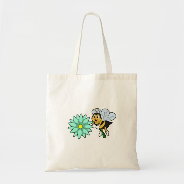 Biene mit Blume.PNG Tragetasche (Vorne)