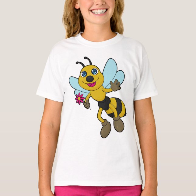 Biene mit Blume T-Shirt (Vorderseite)