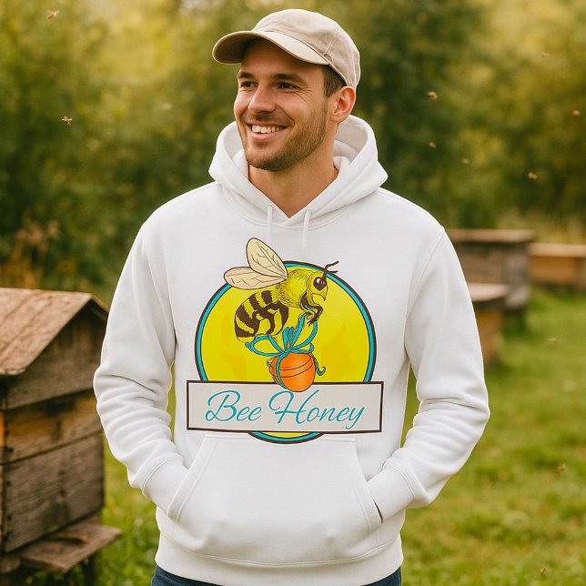 Biene mit Honey Jar Vintage Bienenzüchter Hoodie (Von Creator hochgeladen)