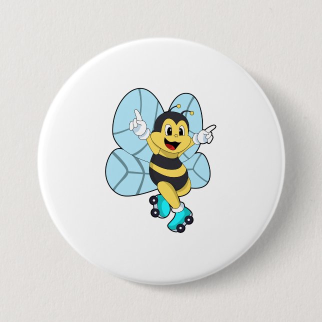 Biene mit Roller-Skaten Button (Vorderseite)