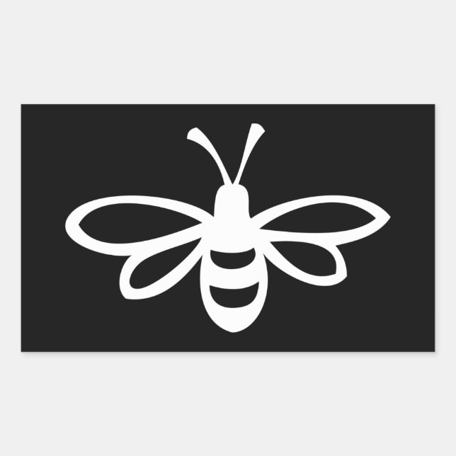 Biene (Monochrom) Rechteckiger Aufkleber (Vorderseite)