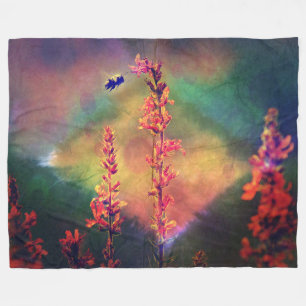 Biene N Wildblumen Earth Tones Fleecedecke