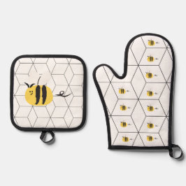 Biene, niedlich doodle ofenhandschuh & Topflappen-Set