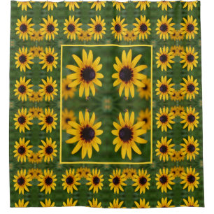 Biene on Black Mit Augen Susan Blume Abstrakt Duschvorhang