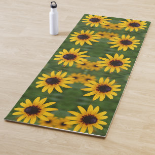 Biene on Black Mit Augen Susan Blume Abstrakt Yogamatte