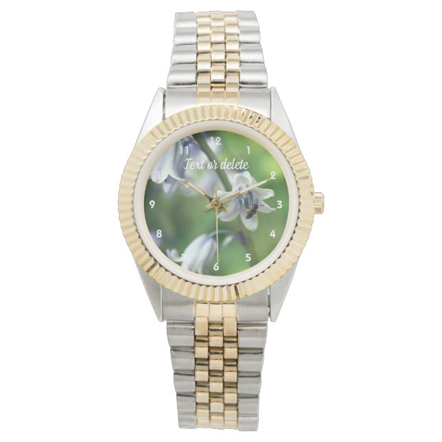Biene on Bluebell Blume Personalisiert Armbanduhr (Vorderseite)