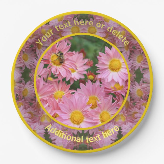 Biene on Daisy Blume Natur Personalisiertes Party Pappteller (Vorderseite)