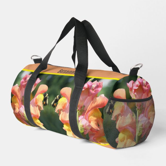 Biene On Snapdragon Blume Personalisiert Duffle Bag (Rechte Ecke)