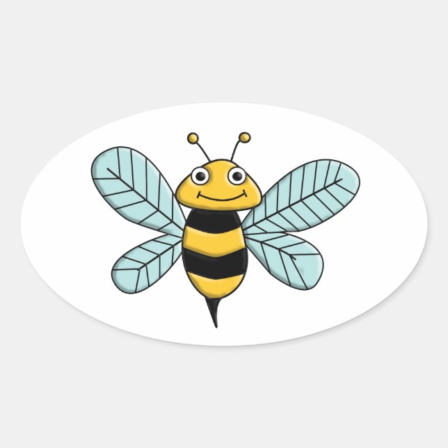 Biene Ovaler Aufkleber (Vorderseite)