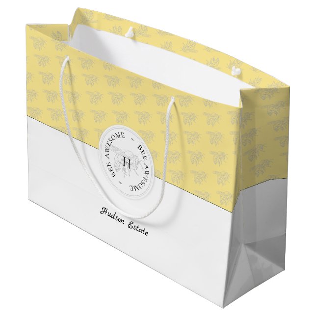 Biene Phantastische Silberhoney Bee Personalisiert Große Geschenktüte (Rückseite Schrägansicht)