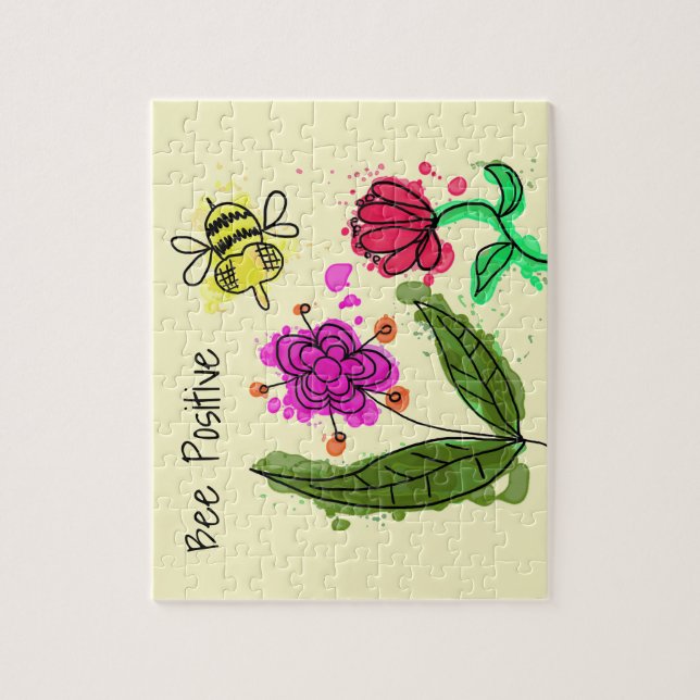 Biene positive Blume und Biene (Vertikal)