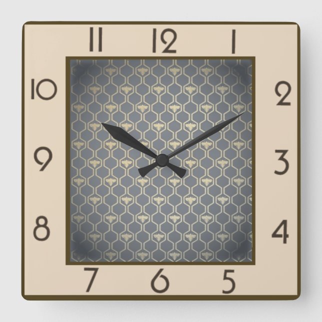 Biene Quadratische Wanduhr (Vorderseite)