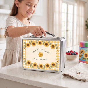 Biene & Sonnenblume Gelb Gingham Kinder Lunchbox