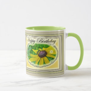 Biene und Black Mit Augen Susan Happy Birthday Tasse
