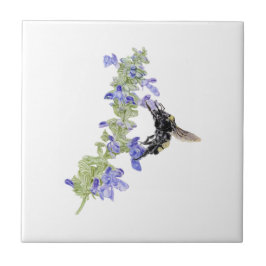 Biene und Blauer Salbei Fliese