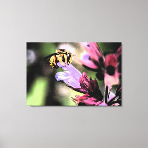 Biene und Blume 36x24 (90x60cm) Waccn Leinwanddruck