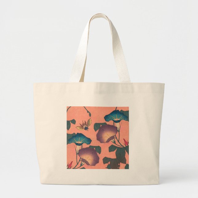 Biene und Blume Japanische Kunst Jumbo Stoffbeutel (Vorne)