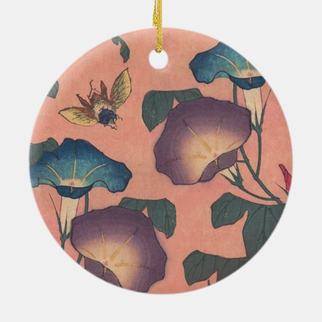 Biene und Blume Japanische Kunst Keramik Ornament (Hinten)