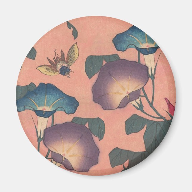 Biene und Blume Japanische Kunst Magnet (Vorne)