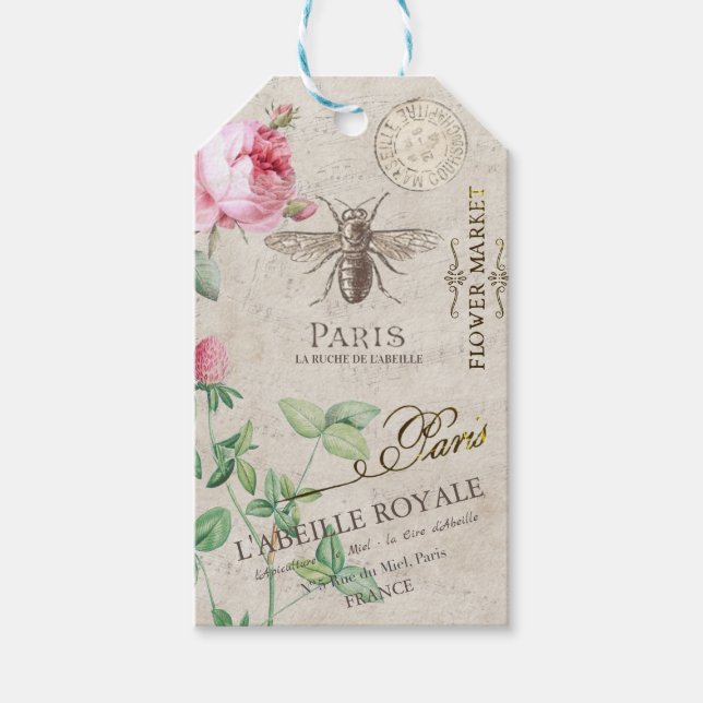 Biene und Blume Personalisierter Honig Geschenkanhänger (Vorderseite)