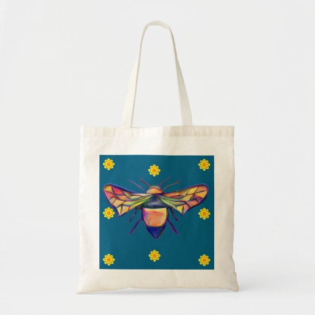 Biene und Blumen-Tasche Tragetasche (Vorne)