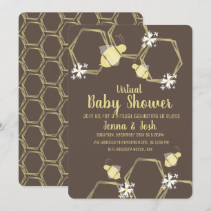 Biene und Daisy Floral Virtual Baby Shower Einladung
