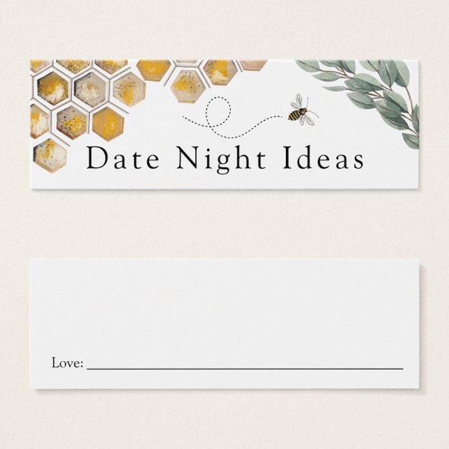 Biene und Eukalyptus Date Night Idea Card (Vorne & Hinten)